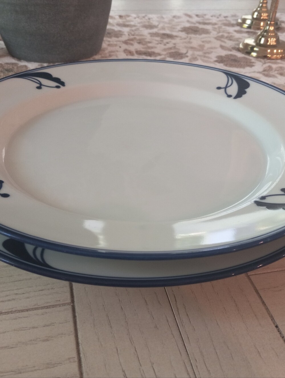 Classic Blue & White Porcelain Dinner Plate Elegant Floral Border By DANSK FLORA